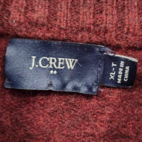 J. Crew Burgundy 100% Lambs XLT Half Zip Up Sweater - Picture 4 of 8